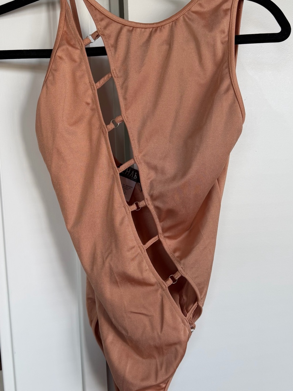 Rehab Strappy One-Piece Bodysuit in Clay